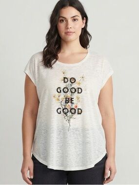 MAURICES Do Good Be Good Graphic Burnout Tee L 22” p2p Ivory EUC